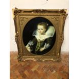 Victorian style portrait in decorative frame with damage W 67cm H 80cm