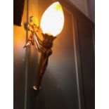 Pair of Edwardian brass wall lights in the form of torches