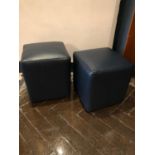 Pair of dark blue pouffes W 36cm H 40cm