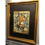 Risqué coloured print in gilt frame W 80cm H 100cm