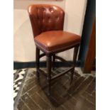 Fine quality high back bar stool red leather upholstery with deep button detail W 56cm H 112cm D