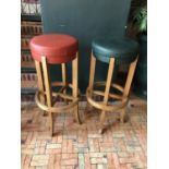 Pair of bentwood tall stools of differing colour W 40cm H 85cm