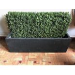 Set of 3 rectangular planters complete with faux box hedging W 100cm H 30cm D 35cm