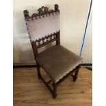 Walnut framed and upholstered hall chair W 40cm H 90cm D 40cm