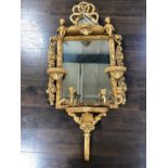 Decorative Victorian girandole mirror with candle sconces & putti W 60cms H 120cms