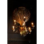 Most unusual metal and glass centre light in the form of a hot air balloon W 90cm H 130cm