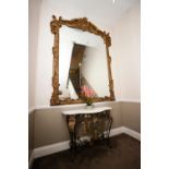 Spectacular Original early 19th century carved wood and gilt overmantle mirror W 180cm H 250cm