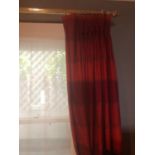 Two pairs of curtains complete with brass curtain poles W 160cm H 220 cm