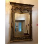 Empire style carved wood pier mirror W 94cm H 150cm