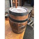 Oak metal bound barrel W 35cm H 45cm