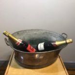 Georgian oval copper wine holder W 55cm