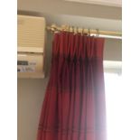 Two pairs of curtains complete with brass curtain poles W 250cm H 200cm