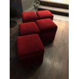 5 pouffes with red upholstery