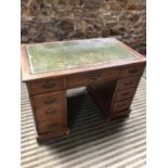 Oak pedestal desk W 122cms H 72cms D 66cms