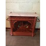 Rare Gothic design cast iron hall stand, with frieze drawer, drip trays with lions heads and