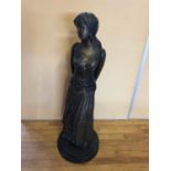 Bronze statue of a young girl holding a book, in the Art Nouveau style W 42cm H 127cm