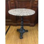 Granite top bar table with decorative cast iron base W 60cm H 70cm