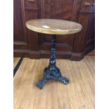 Small proportion circular bar table with cast iron base W 50cm H 72cm