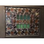 Arts & Crafts stained glass panel W 63cms H 53cms