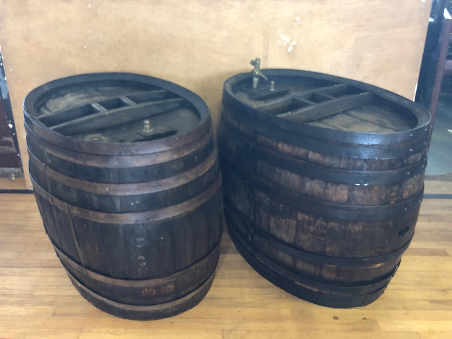 Rare pair of oval shaped Cognac barrels The United Vineyard W 100cms H 85 cms D 67cms