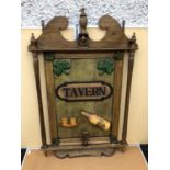 Carved wood Irish tavern sign, with shamrock decoration W 83cm H 135cm