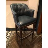 Fine quality high back bar stool navy leather upholstery with deep button detail W 56cm H 112cm D