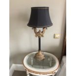 Decorative pair of metal and gold Regency style lamps W 23cm H 85cm