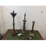 Three brass occasional lamps H 60cm