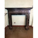 Fine cast iron fire place in the Regency manner, bearing a registration mark W 150cm H 135cm D 21cm