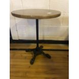 Small proportion circular bar table with cast iron base W 50cm H 72cm