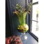 Pair of bulbous tapering vases complete with foliage H 90cm