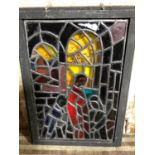 Framed stained glass panel W 38 cms H 38cms