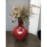Small French glazed urn complete with foliage W 55cm H 180 cm
