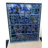 Large leaded glass window W 106cm H 132cm