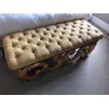 Regency style rectangular centre stool with deep buttoned upholstered top