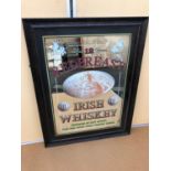 Red Breast Irish whiskey advertising mirror in oak frame W 64cm H 82cm