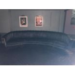 Large curved shaped velvet upholstered couch (not on site) W 380cm H 90cm D 140cm