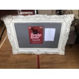 Carved white painted notice board W 120 H 56