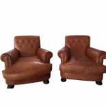 Fine pair of leather armchairs in the Victorian style W 86 H 80 D 100