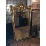 Decorative gilt frame mirror with damage W 80cm H 168cm