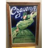 Craven's cigarette sign, in oak frame W 55cm H 80cm