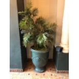 French glazed urn complete with foliage W 70cm H 80cm