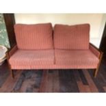 Walnut framed settee with green fabric W 180cms H 110cms D 80cms