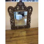 Antique carved wood and gilt Rococo mirror W 98cm H 127cm