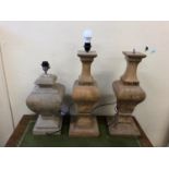 Pair of solid wood occasional lamps W 24cm H 62cm