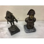 Two busts of Napoleon mounted on marble bases H 20cm