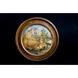 Framed CASTELLI majolica 'tondo'. 17th century