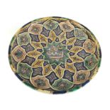 Oriental plate-tray in polychrome majolica. 17th
