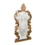 Large mirror in lacquered and gilded carved wood