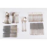 Silver flatware service for twelve, gr. 2890 ca.